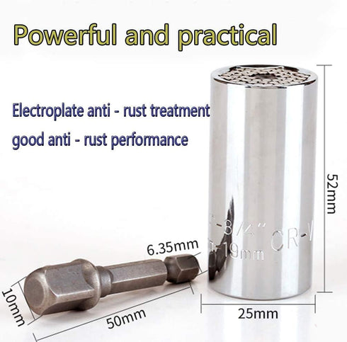 Universal Socket Wrench Socket Set 1/4"-3/4"?7mm to 19mm ?Ratchet Universal Sockets Set with Wrench Power Drill Adapter for Men Him Husband Dad Fa...