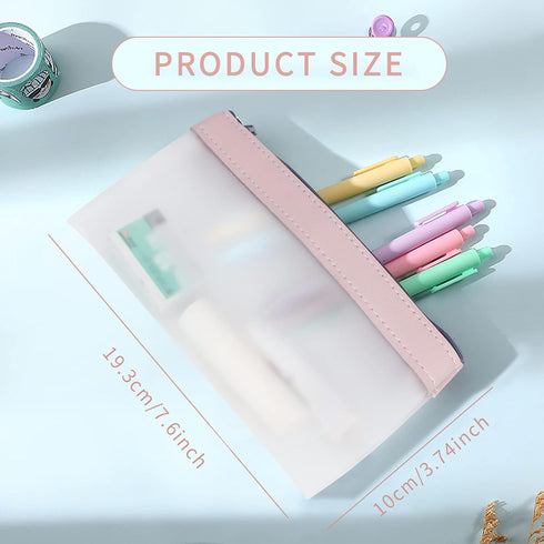 Classycoo Pencil Case 4 Pack Zipper Pencil Pouch, Multifunctional Clear Pen Bag Organizer Stationery Storage Bag for Office Supplies Cosmetics Mak...