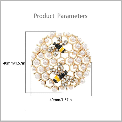 Honeycomb Pearl Rhinestone Brooch Pin for Women Girls Geometric Gold Plated Imitation Pearls Small Bee Animal Lapel Pins Cute Dress Accessories Bi...