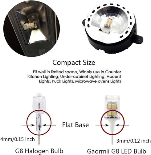 G8 LED Bulb 3W WB25X10019 Microwave Light Bulbs 20W Halogen Bulb Replacement for GE Microwave Oven T4 Bi-Pin Base 120V Natural White 4000K, 2-Pack...