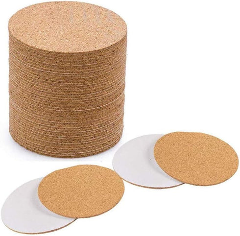 80 Pack Self-Adhesive Round Cork Coasters - 3.54 INCH Circle Cork Backing Sheets Mats and DIY Crafts Supplies...