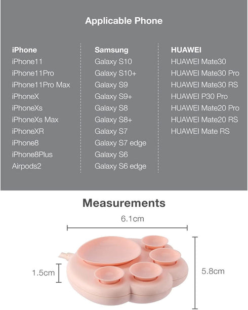 Pink Wireless Charger for iPhone, Charger Wireless 15w Samsung,Wireless Cell Phone Charger for Android,Wireless Travel Charger for Galaxy (No AC A...