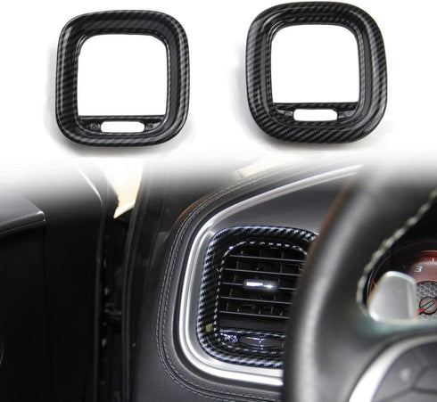 crosselec Carbon Fiber Air Vent Cover AC Outlet Trim kit for Dodge Charger 2015+...