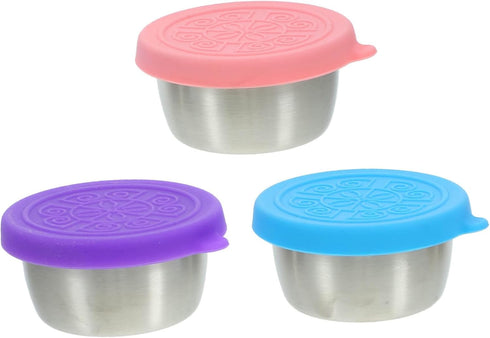 3pcs Stainless Steel Sauce Cup Sushi Dipping Bowl Stainless Steel Ramekin Saucers Bowl Metal Container with Lid Salad Dressing Containers Snack Tr...