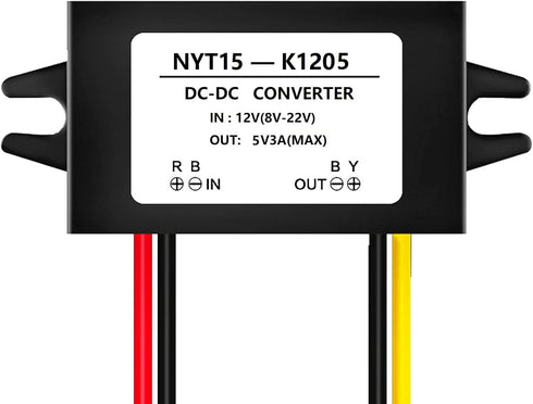 NOYITO DC to DC 5V 2A 3A Converter Buck Module 12V 16V 6V-22V Buck to 5V 3A Max Power Converter IP67 Waterproof with Overcurrent Overheat Short-Ci...