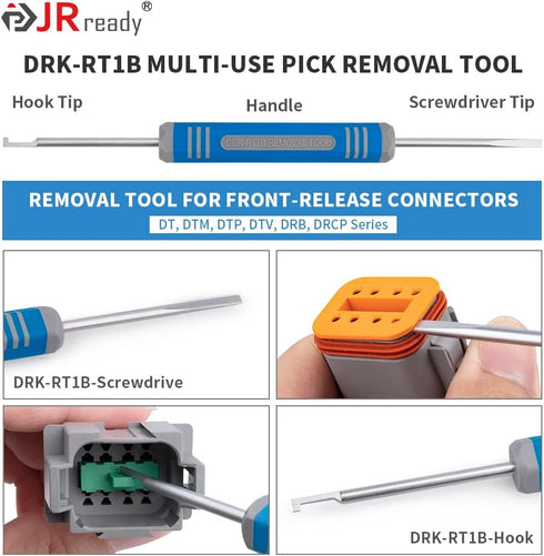 JRready ST6327-4 Deutsch 4 Pin DT Connector Kit, Gray Waterproof DT Connector 4 Pin(5 Pairs), Size 16 Stamped Contacts for Truck, Motorcycle, Off-...