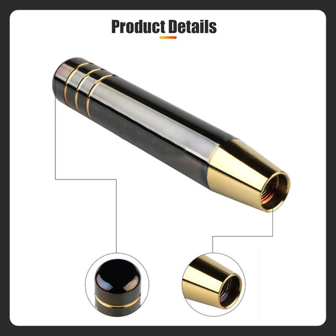 1 PC Polished Aluminum Car Gear Stick Lever Shift Knob, 7" Car Gear Long Handle Weighted Shifter Knob with 3 Threaded Adapters Fit Most Automatic ...