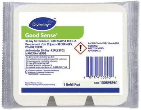 Diversey 100898961 Good Sense 30-Day Air Freshener, Fits Most Dispensers, Green Apple Scent, 1 Refill Pad, 1-Count...