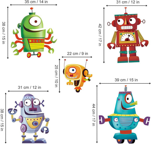 Cartoon Robot Wall Stickers DIY Removable Vinyl Wall Decals Art Decor for Kids Boys Nursery Bedroom Playroom...