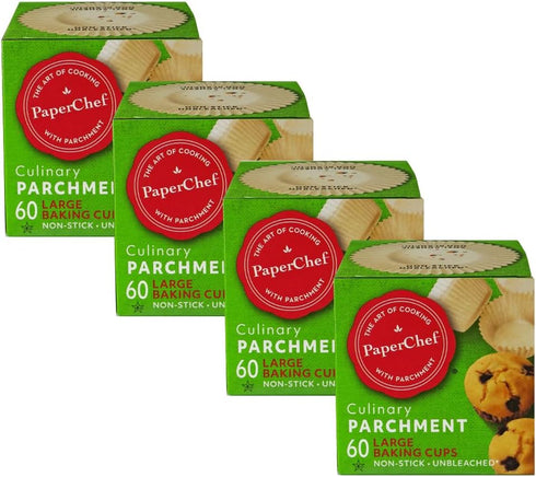 Large Parchment Baking Cups - Easy Release, Non-Stick Paper - 60 Count - 4 Pack...