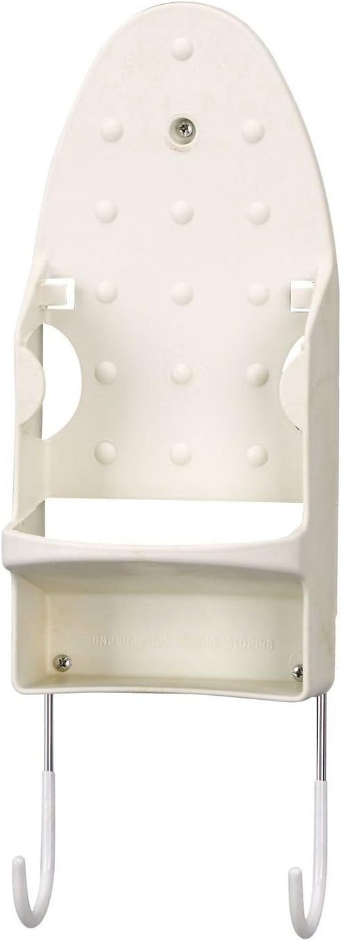 Household Essentials 166-1 Iron Wall Mount with Attached Ironing Board Hooks,White...
