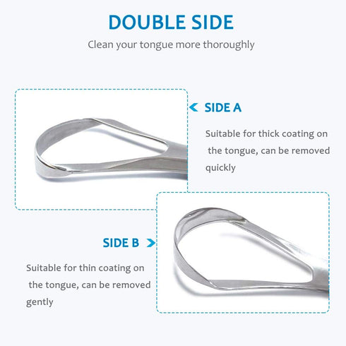 2-Pack Tongue Scraper, 100% Useful Surgical Stainless Steel Tongue Cleaner for Both Adults and Kids, Professional Reduce Bad Breath Metal Tongue S...