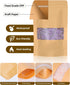 50pcs Kraft Bags with Window 3.5x5.5 Inches Brown Reusable Sealable Zip Lock Food Storage Stand up Paper Pouches for Home or Business...