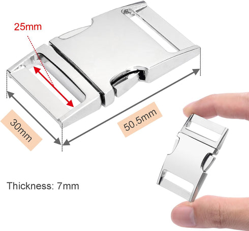 CooBigo 5 Pack Metal Side Release Buckle 1 Inch Dog Collar Buckles Clip for Harnesses Leather Strap Backpack Webbing - Silver (Inner Dia.25mm)...