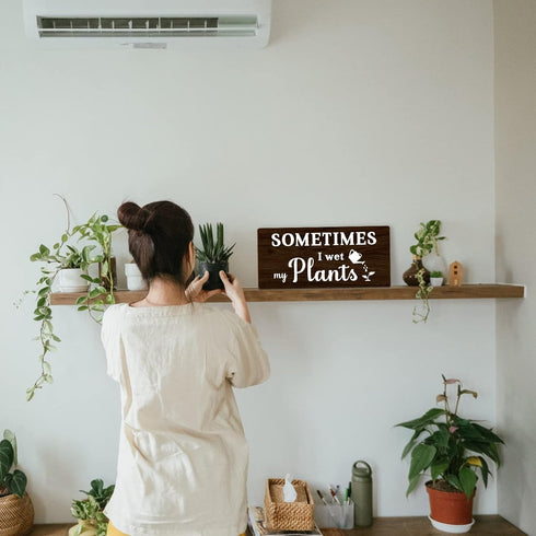 Sometimes I wet my plants Funny Garden Wooden Signs,Rustic Garage Home Farmhouse Wall Fence Decoration (Black)...