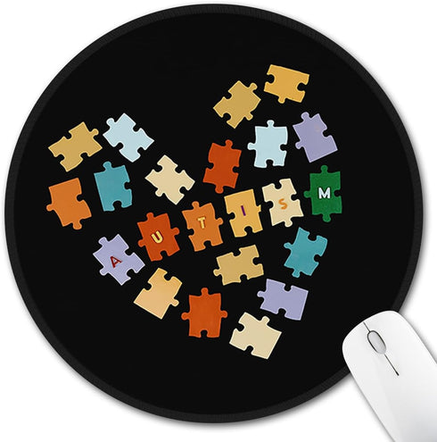 Small Mouse Pad, Autism Awareness Round Mousepad with Non-Slip Rubber Base, Stitched Edge Mouse Pads for Desk Accessories Wireless Mouse Laptop Ga...