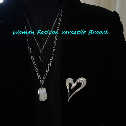 Brooch Pins Heart Silver Cute Lapel Hijab Brooches for Women Fashion Jewelry Gift...