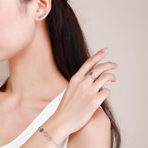 Paw Bracelet for Women Girls Sterling Silver 14 Gold Cute Delicate Polished Puppy Dog Cat Kitten Paw Print Ball Bead Adjustable Charm Link Bracele...