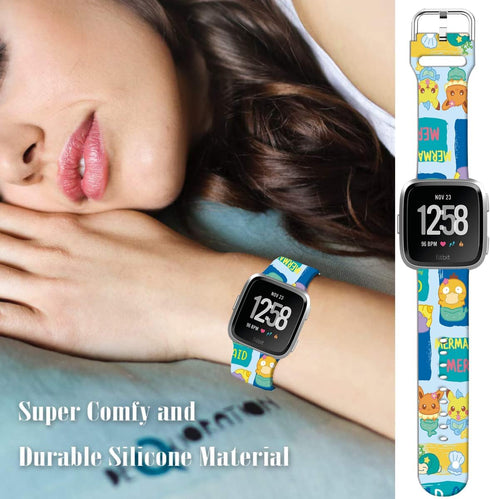 Pikacu Mermaid Fish Bands Compatible with Fitbit Fitbit Versa 2/Versa/Versa Lite/Versa SE Band Fancy Soft Sport Silicone Cartoon Holiday Strap Men...