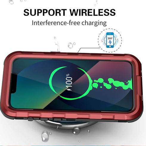 AICase for iPhone 13 Case Waterproof Metal Underwater Phone Case with Built-in Screen Protector, Full Body Protective Military Grade Shockproof He...
