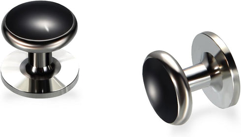 Men's Tuxedo Shirts Round Cufflinks and Studs Set For Business Wedding Black and Sliver...