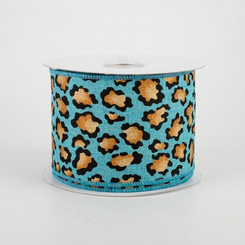 Craig Bachman 2.5" Metallic Leopard Print Ribbon: 10 Yards (Light Teal) Craft Floral Arrangement Gift Wrapping Wired Edge Ribbon...