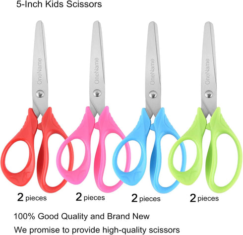 Kids Scissors,Scissors For School Kids,5" Children Scissors Comfort-Grip Handles Sharp Blunt Safety Student Scissors For Kids 8 Pack ages 4+...
