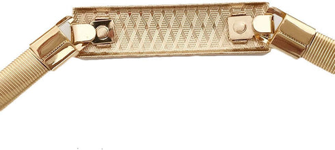 Women Skinny Metal Waist Belt Elastic Chain Belt Thin Waistband for Dress, Gold...