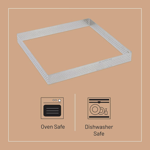 de Buyer Perforated Square Tart Ring - 8” x 8” x 0.8” - Perfect for Baking Beautifully Crisp Tarts - Easy to Use & Clean - Made in France...