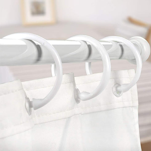 Qulable Shower Curtain Rings-12 Pack- Plastic Shower Curtain Hooks O-Shaped Rings Hook Glide Easily on Bathroom Shower Rod(White)...