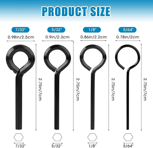 Standard Hex Dogging Key Allen Wrench Set, 5/64'' 1/8'' 5/32'' 7/32'', Wrench Keychain with Full Loop for Push Bar Panic Exit Device...