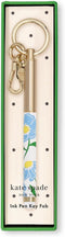 Kate Spade New York Metal Ink Pen Key Fob, Black Ink Ballpoint Keychain Pen, Sunshine Floral...