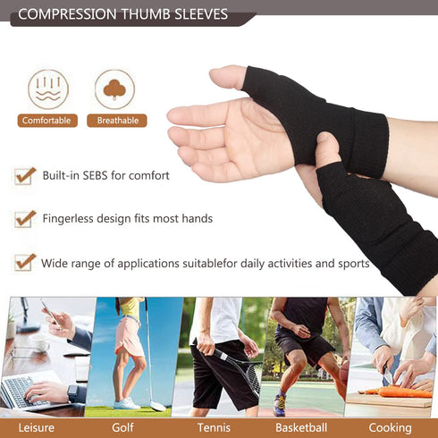 2pcs Thumb Compression Arthritis Gloves, Wrist Support Brace Elastic Glove with Gel Thumb Injury Pads for Arthritis, Joint Pain, Tendonitis, Sprai...