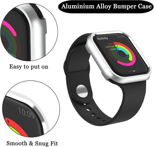 NINKI for Apple Watch 9 Case 45mm Series 8 Series 7 Silver,Aluminium Scratch Resistant Protective Cover for Apple Watch Series 9 45mm Case Metal i...