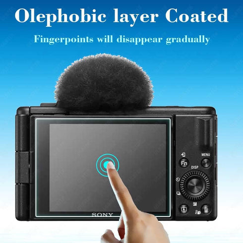 Screen Protector for Sony ZV-1F Vlog Camera & Lens Cap Cover 0.3mm 9H Hardness Tempered Glass Cover Anti-Scrach Anti-Fingerprint Anti-Dust Anti-Bu...