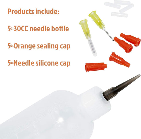 FJNATINH 30cc Needle Glue Squeeze Bottle, Precision Tip Applicator, 5 Pack...
