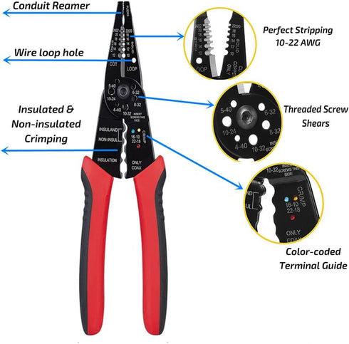 szhdxsy 8-Inch Multi-Tool Long Nose Wire Stripper/Crimper/ Bolt Cutter Multi-Purpose Electrician Tool is a must-have for anyone performing electri...