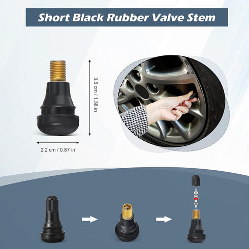 5 Pieces Tire Repair Kit, 1 Valve Core Removal Tool Tire Valve Stem Puller No Scratch Strength Blue Plastic Tire Valve Tool 4 TR412 Rubber Snap-in...