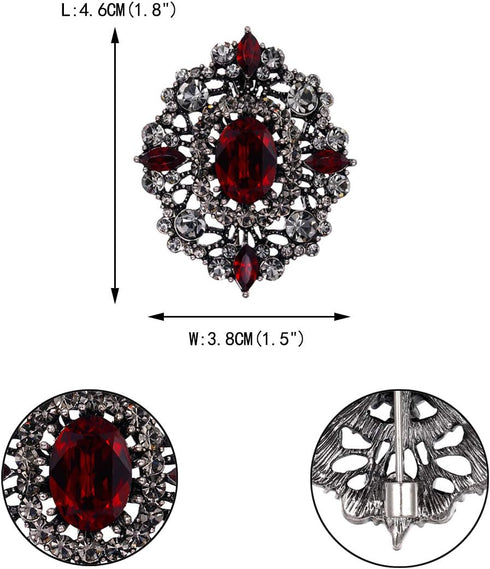 EVER FAITH Women's Oval w/Marquise Crystal Elegant Vintage Banquet Hollow Filigree Brooch...
