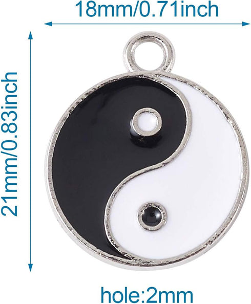 KISSITTY 20pcs Yin Yang Enamel Charm 21x18mm Double Sided Enamel Yoga Meditation Dangle Charm Pendants for Earrings Necklace Bracelet Jewelry Maki...