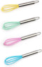 Mini Whisks 6 inch 4Pcs silica gel stainless steel Whisk, Hand Egg Mixer for Flour Cake Egg, Kitchen Cooking Baking Use Whisk ?purple?yellow?cyan?...