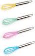 Mini Whisks 6 inch 4Pcs silica gel stainless steel Whisk, Hand Egg Mixer for Flour Cake Egg, Kitchen Cooking Baking Use Whisk ?purple?yellow?cyan?...