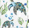 Sea Turtle Toggle Light Switch Cover Plate Underwater Ocean Turtle Green Seaweed Blue Water Bubbles Nautical Coastal 2-Gang Wall Plate for Home La...