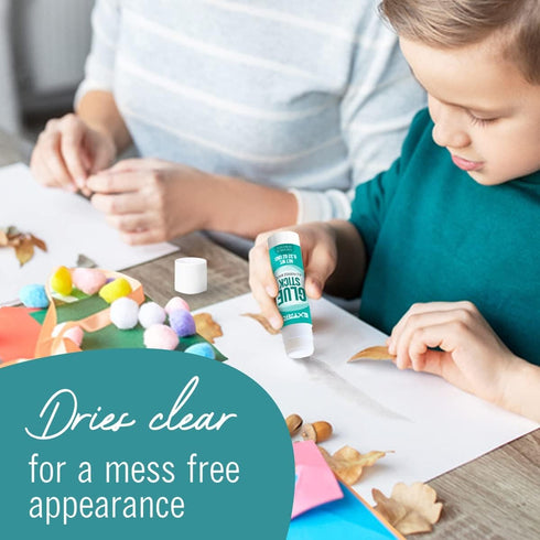 Glue Stick 0.32 Ounce - 12 Count, White, Non-Toxic, Acid-Free, Dries Clear, Ideal for Kids Crafting, School Projects, Home Use...