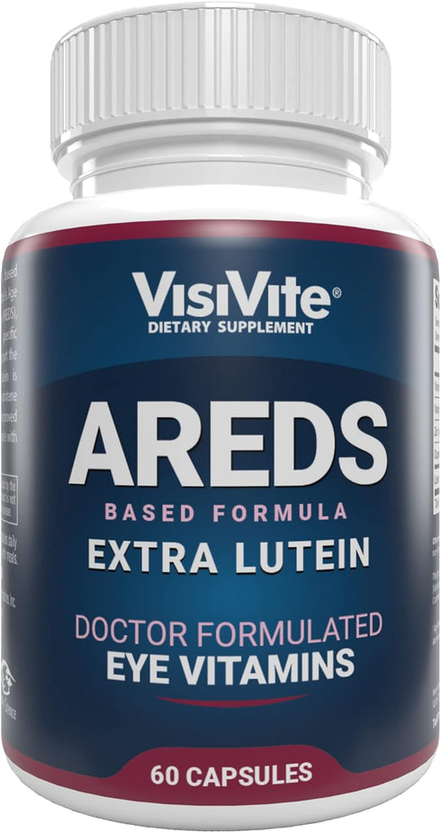 AREDS Lutein Eye Vitamins by VisiVite - Lutein Supplements for Eyes Without Beta-Carotene - Lutein for Eyes - Eye Supplements for Adults - 60 Caps...