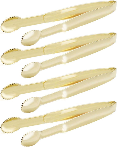 Mini Serving Tongs 5 Inches Appetizer Tongs, Set of 4 (Gold)...