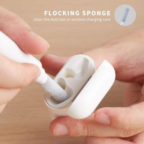 Airpods Pro1 2 3 Multi-Function Earbud Cleaning Kit, Earbud Cleaning Pen, Bluetooth Earphone Cleaning Brush, Flocking Sponge with Soft Brush, Mini...