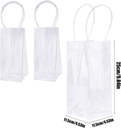 WAONIQ Ice Wine Bag, Portable Collapsible Clear Wine Pouch, Clear PVC Gift Bags With Handles for Wedding Party Travel Champagne Beer White Wine Ch...