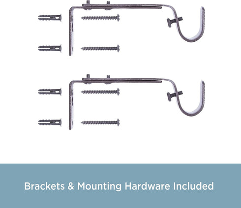 Kenney Adjustable Curtain Rod Brackets, Mocha (2-Pack)...