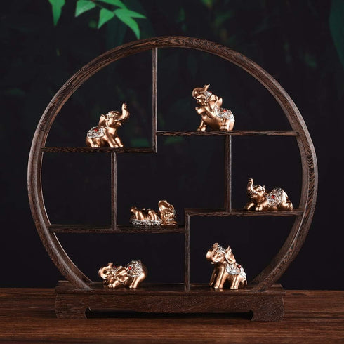 BRABUD Gold Resin Small Elephants Statues Home Decor Collection Gift Set of 6 BS123 (Gold)...
